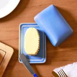 Beurriers & Coquetiers|Céladon Paris Beurrier | Bleu minéral