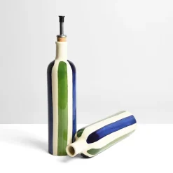Bouteilles D'Huile|Céladon Paris Bouteille d'huile | Bleu & Vert Linhas