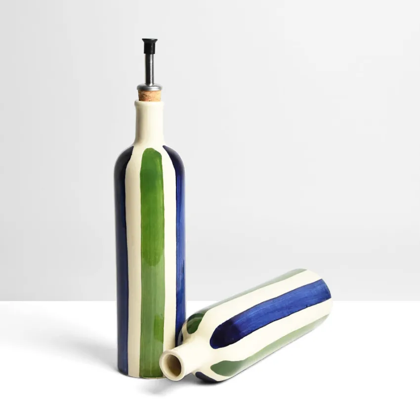 Bouteilles D'Huile|Céladon Paris Bouteille d'huile | Bleu & Vert Linhas