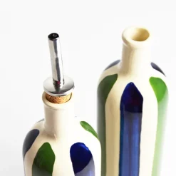 Bouteilles D'Huile|Céladon Paris Bouteille d'huile | Bleu & Vert Linhas