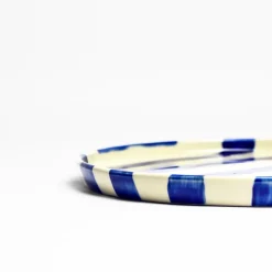 Assiettes Plates|Céladon Paris Grande assiette | Bleu Linhas