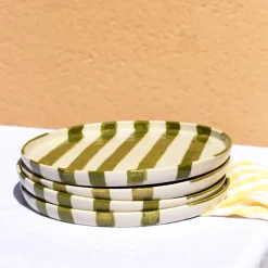 Assiettes Plates|Céladon Paris Grande assiette | Vert Linhas