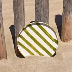 Assiettes Plates|Céladon Paris Grande assiette | Vert Linhas