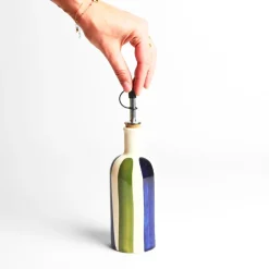 Bouteilles D'Huile|Céladon Paris Petite bouteille d'huile | Bleu & Vert Linhas