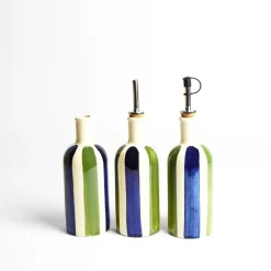 Bouteilles D'Huile|Céladon Paris Petite bouteille d'huile | Bleu & Vert Linhas